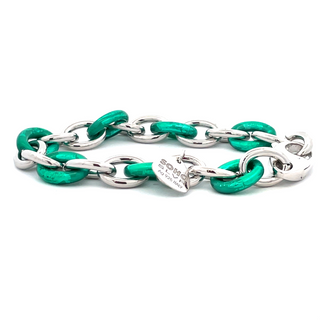 SOHO STERLING SILVER EMERALD FOLIAGE ENAMELLED 8