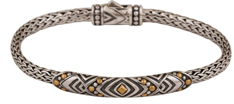 SAMUEL B COLLECTION ADANG STERLING SILVER & 18K YELLOW GOLD WOVEN 7.5