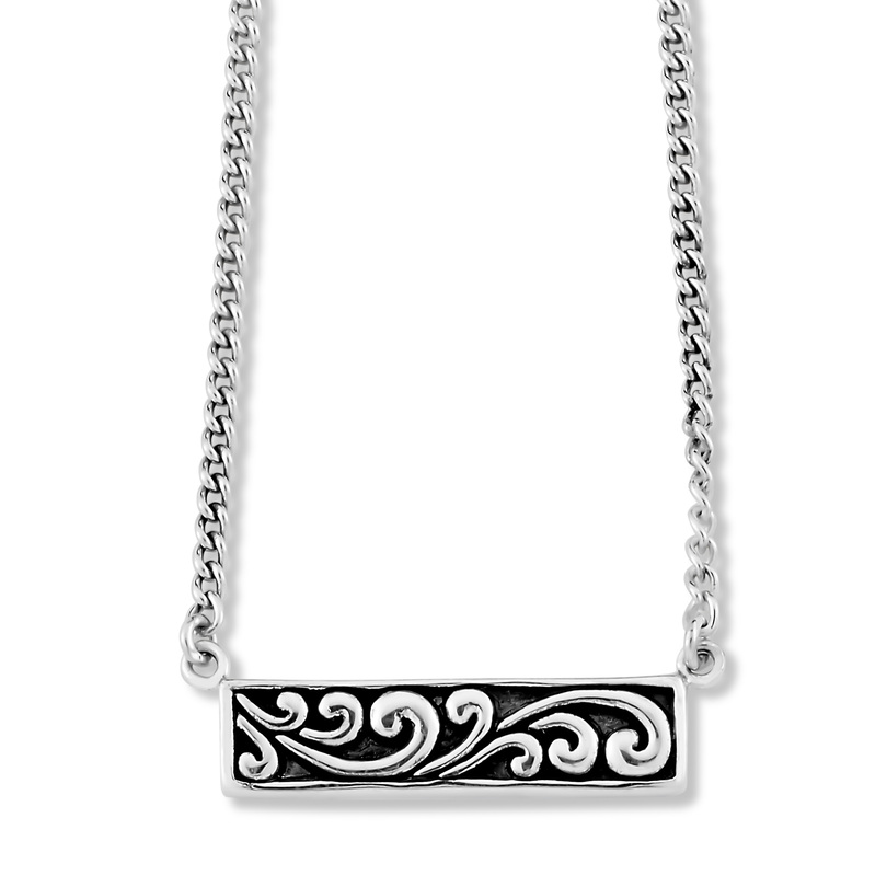 SAMUEL B STERLING SILVER TEONAH BAR NECKLACE WITH BALI DESIGN