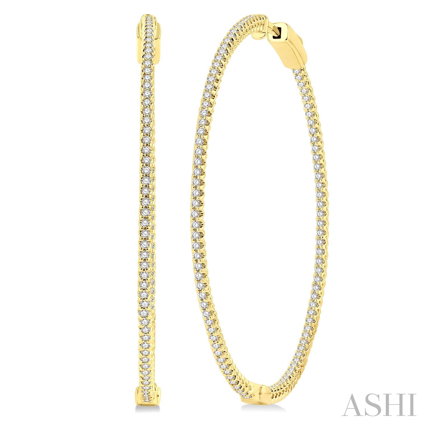 14K YELLOW GOLD INSIDE OUT HOOP 1-3/4