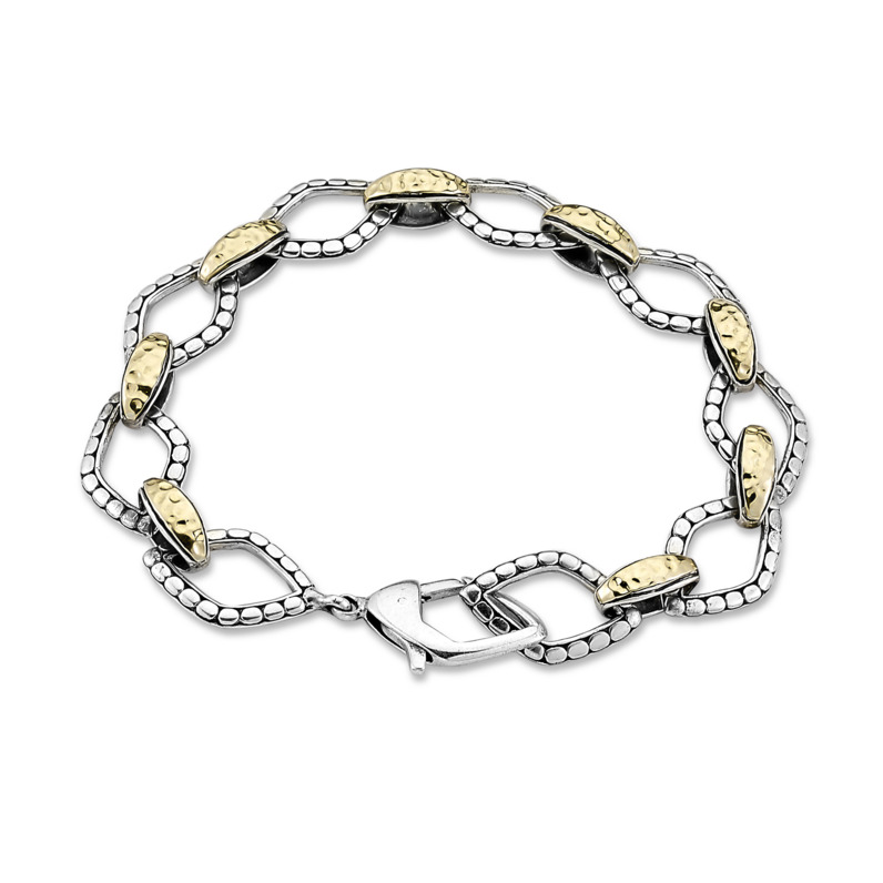 SAMUEL B COLLECTION TRAWANGAN STERLING SILVER & 18K YELLOW GOLD HAMMERED AND DOT 8