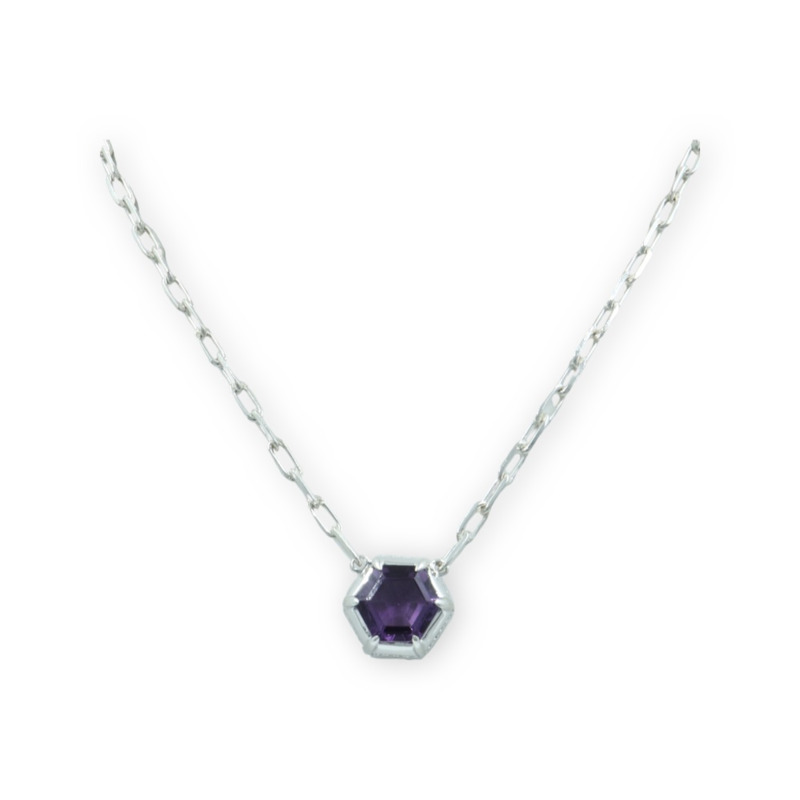 SAMUEL B COLLECTION STERLING SILVER PENDANT WITH OCTAGON AMETHYST 18