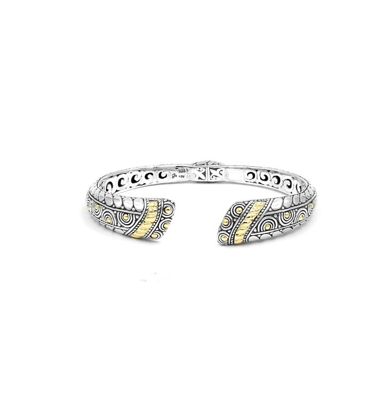 SAMUEL B STERLING SILVER / 18K YELLOW GOLD BALI SCROLLWORK SHOLEH BANGLE