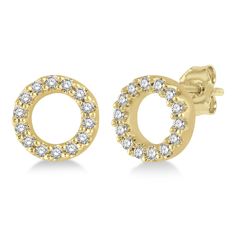 10K YELLOW GOLD STUD DIAMOND EARRINGS WITH 28=0.10TW SINGLE CUT I-J I1-I2 DIAMONDS   (0.74 GRAMS)