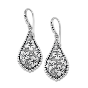 SAMUEL B STERLING SILVER CARVED FLOWER EARRINGS