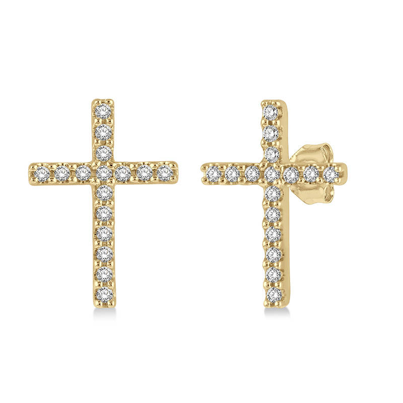 10K YELLOW GOLD STUD DIAMOND EARRINGS WITH 32=0.10TW SINGLE CUT I-J I1-I2 DIAMONDS   (0.73 GRAMS)