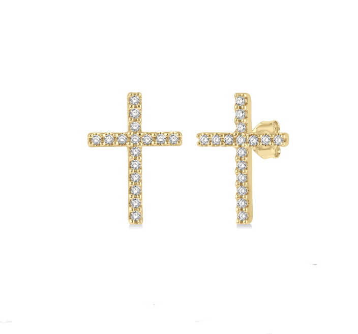 10K YELLOW GOLD STUD DIAMOND EARRINGS WITH 32=0.10TW SINGLE CUT I-J I1-I2 DIAMONDS   (0.73 GRAMS)