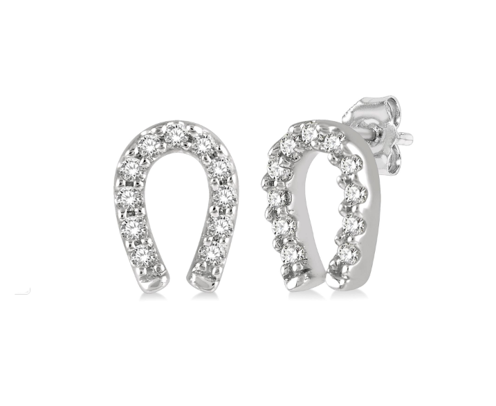 10K WHITE GOLD STUD DIAMOND EARRINGS WITH 22=0.10TW SINGLE CUT I-J I1-I2 DIAMONDS   (0.82 GRAMS)