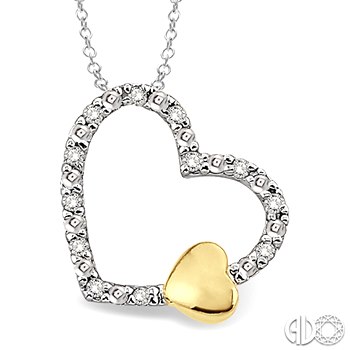 STERLING SILVER HEART PENDANT WITH 12=0.05TW SINGLE CUT I-J I1-I2 DIAMONDS 18