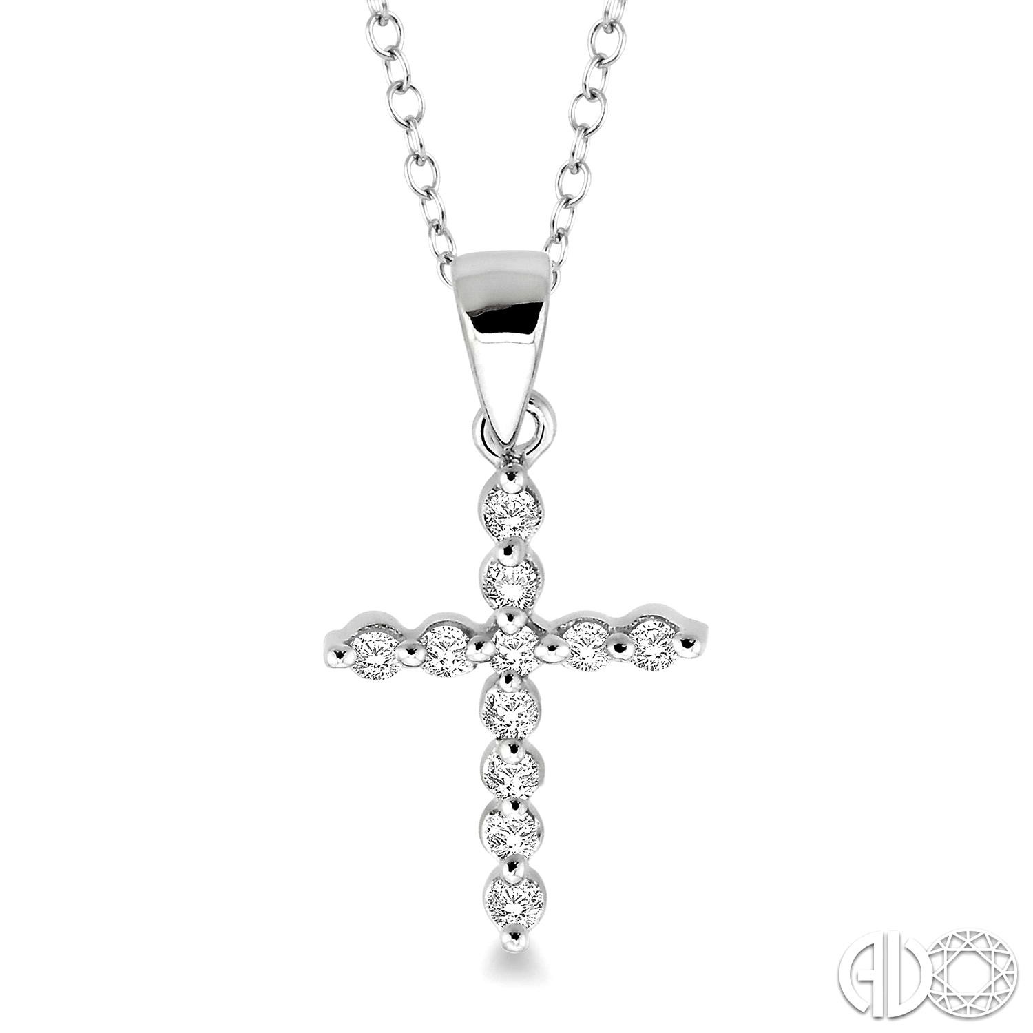 STERLING SILVER CROSS PENDANT WITH 11=0.10TW SINGLE CUT I-J I1-I2 DIAMONDS 18