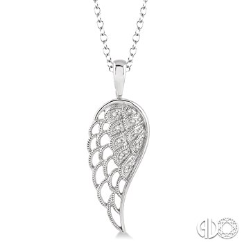 STERLING SILVER PENDANT WITH 11=0.05TW SINGLE CUT J-K COLOR I1-2 CLARITY DIAMONDS 18