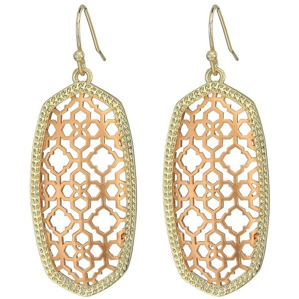 KENDRA SCOTT ELLE COLLECTION 14K ROSE & YELLOW GOLD PLATED BRASS FILIGREE FASHION EARRINGS