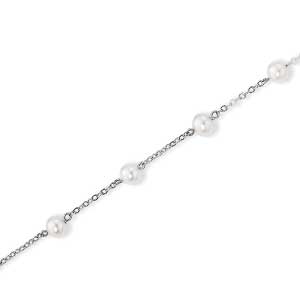 14K WHITE GOLD PEARL STRAND LENGTH 18 WITH 20=5.00-5.50MM CULTURED CREAM PEARLS