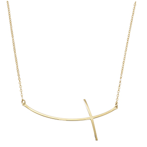 14K YELLOW GOLD SIDEWAY CROSS 18