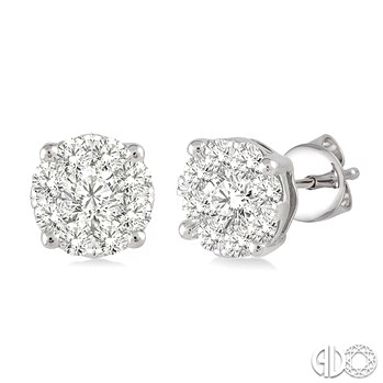 14K WHITE GOLD LOVEBRIGHT DIAMOND EARRINGS WITH 18=1.00TW ROUND I-J SI3-I1 DIAMONDS