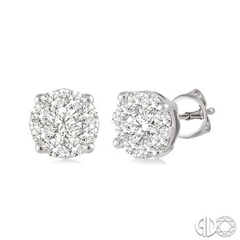 14 KARAT WHITE GOLD LOVEBRIGHT DIAMOND EARRINGS WITH 18=0.50TW ROUND I-J COLOR SI3-I1 CLARITY DIAMONDS   (1.98 GRAMS)