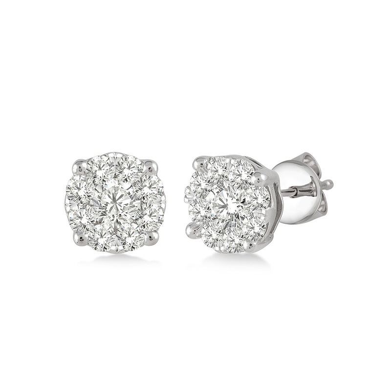 14 KARAT WHITE GOLD LOVEBRIGHT DIAMOND EARRINGS WITH 18=0.25TW ROUND I-J COLOR SI3-I1 CLARITY DIAMONDS   (1.02 GRAMS)