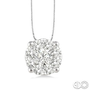 14 KARAT WHITE GOLD LOVEBRIGHT DIAMOND PENDANT WITH 9=0.25TW ROUND I-J COLOR SI3-I1 CLARITY DIAMONDS 18