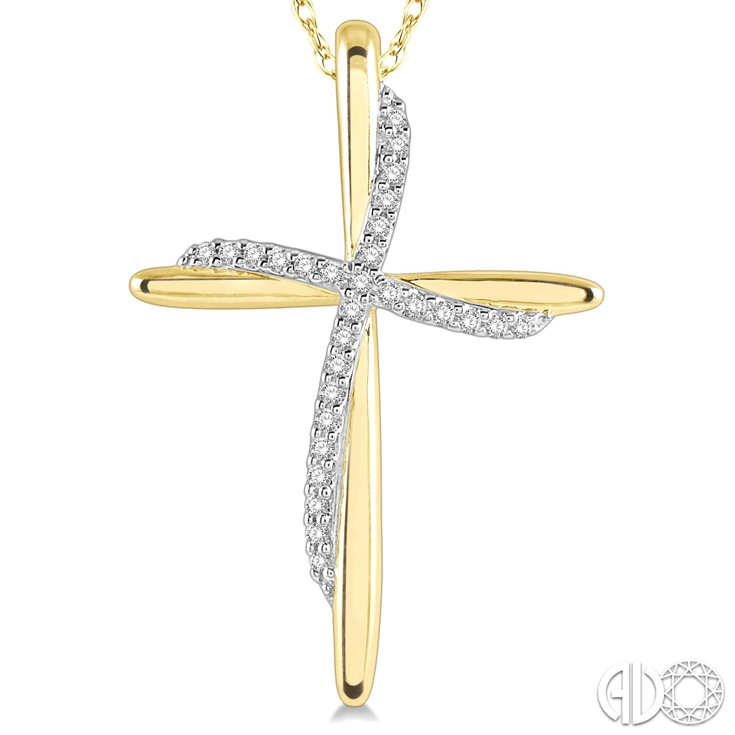 10 KARAT YELLOW GOLD CROSS DIAMOND PENDANT WITH 29=0.10TW SINGLE CUT I-J I1-I2 DIAMONDS 18