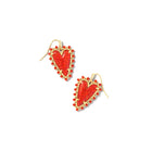 KENDRA SCOTT GOLD PLATED ANSLEY CLLECTION BEADED EARRINGS WITH RED KYOCERA OPALS