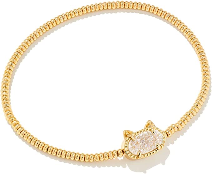 KENDRA SCOTT GRAYSON CAT COLLECTION 14K YELLOW GOLD PLATED BRASS FASHION STRETCH BRACELET WITH IRIDESCENT DRUSY