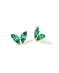 KENDRA SCOTT BLAIR COLLECTION GOLD PLATED BUTTERFLY EARRINGS WITH EMERALD MIX CRYSTALS