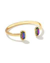 KENDRA SCOTT ELTON COLLECTION GOLD PLATED CUFF CREACELET WITH IRIDESCENT BLUE STONES