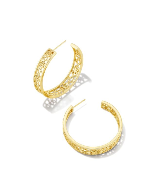 KENDRA SCOTT KELLY COLLECTION 14K YELLOW GOLD PLATED BRASS FASHION HOOP EARRINGS