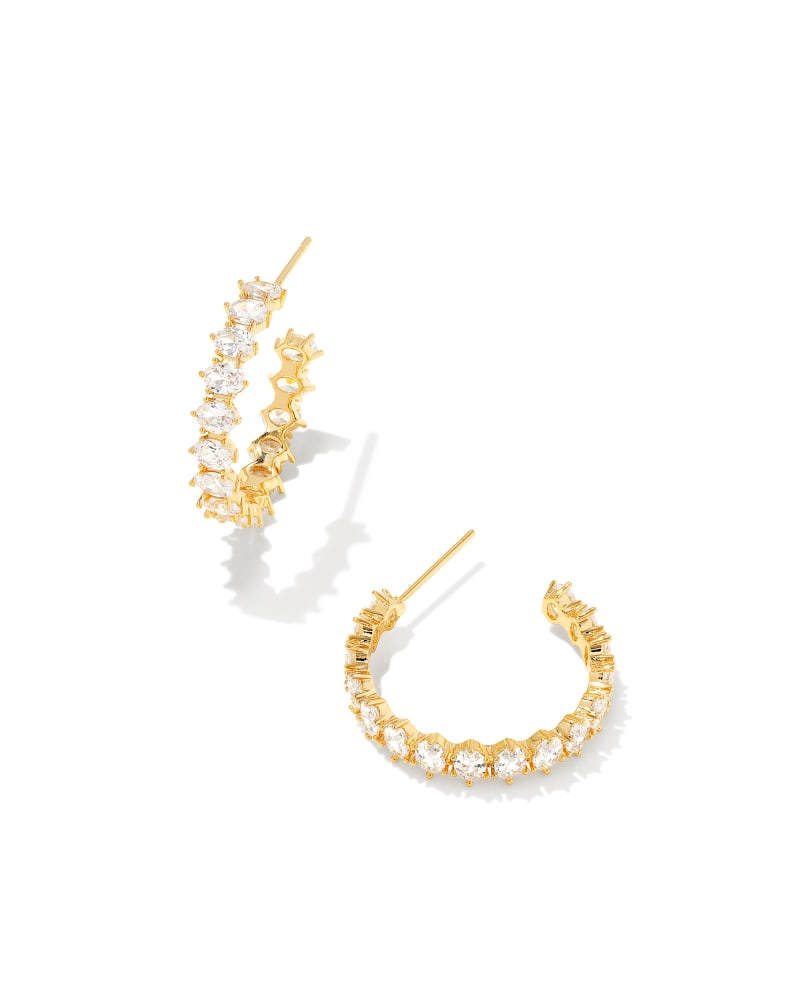 KENDRA SCOTT CAILIN COLLECTION 14K YELLOW GOLD PLATED BRASS FASHION HOOP EARRINGS WITH WHITE CZ