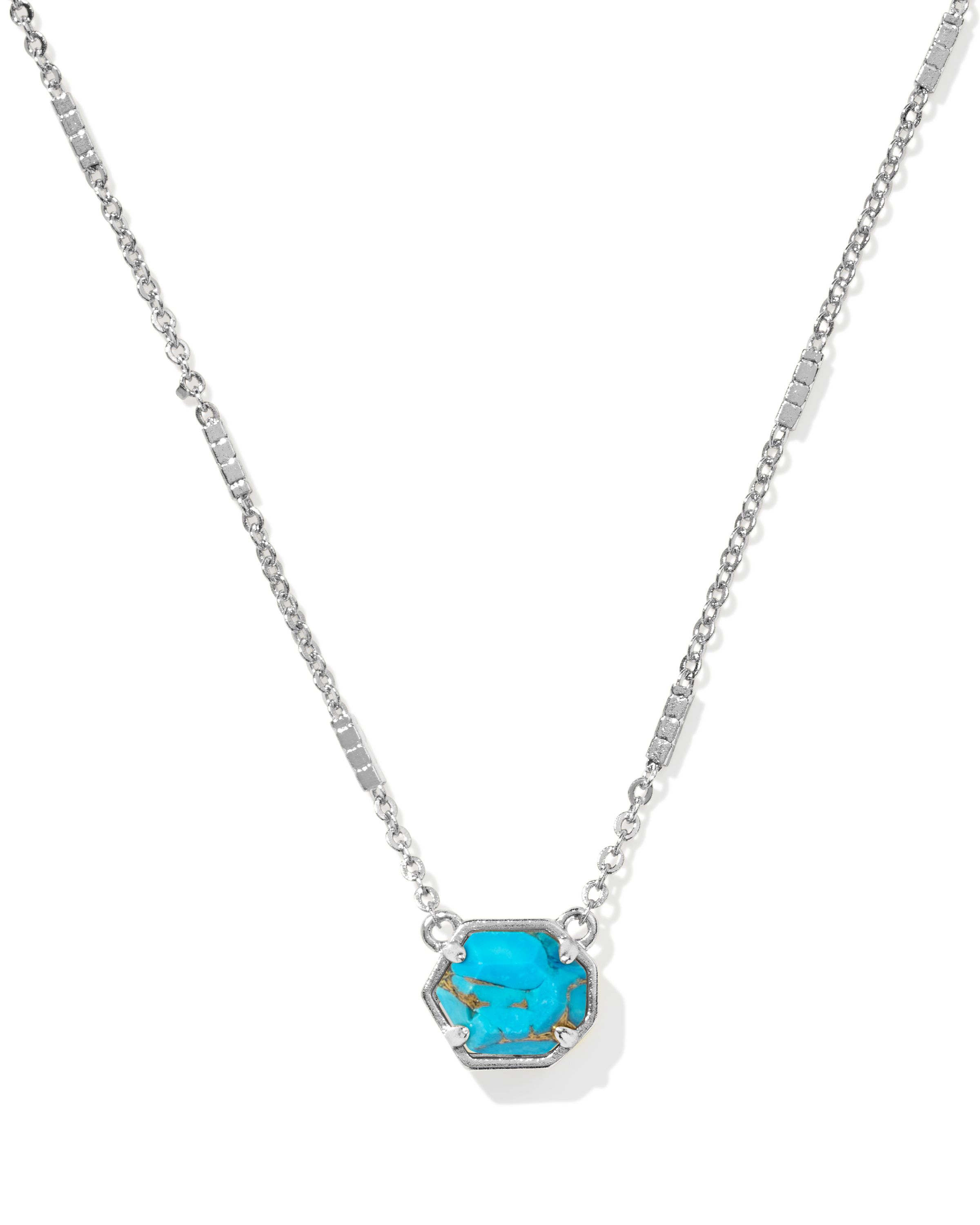 KENDRA SCOTT RHODIUM PLATED MABEL COLLECTION NECKLACE WITH BRONZE VEINED TURQUOISE