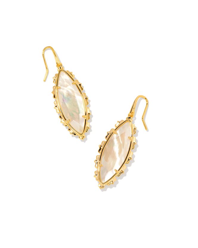 KENDRA SCOTT GENEVIEVE COLLECTION 14K YELLOW GOLD PLATED BRASS FASHION EARRINGS WITH IVORY MOTHER OF PEARL