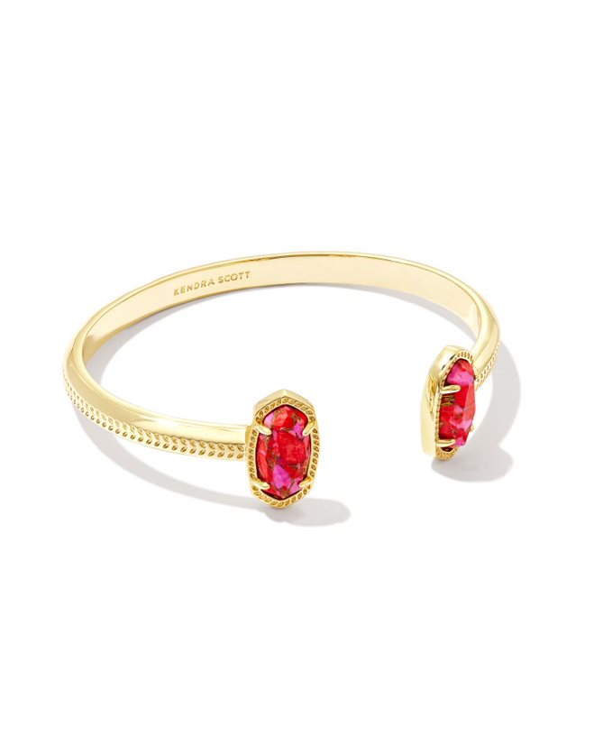 KENDRA SCOTT ELTON COLLECTION 14K YELLOW GOLD PLATED BRASS FASHION BRACELET WITH BRONZE VEINED RED FUCHSIA