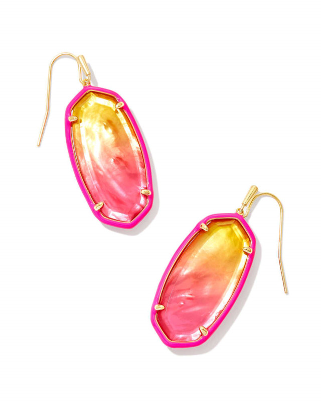 KENDRA SCOTT ELLE ENAMEL COLLECTION 14K YELLOW GOLD PLATED BRASS FASHION DROP EARRINGS WITH SUNSET OMBRE ILLUSION