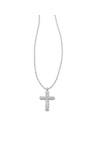 KENDRA SCOTT RHODIUM PLATED CROSS PENDANT WITH CLEAR CRYSTALS