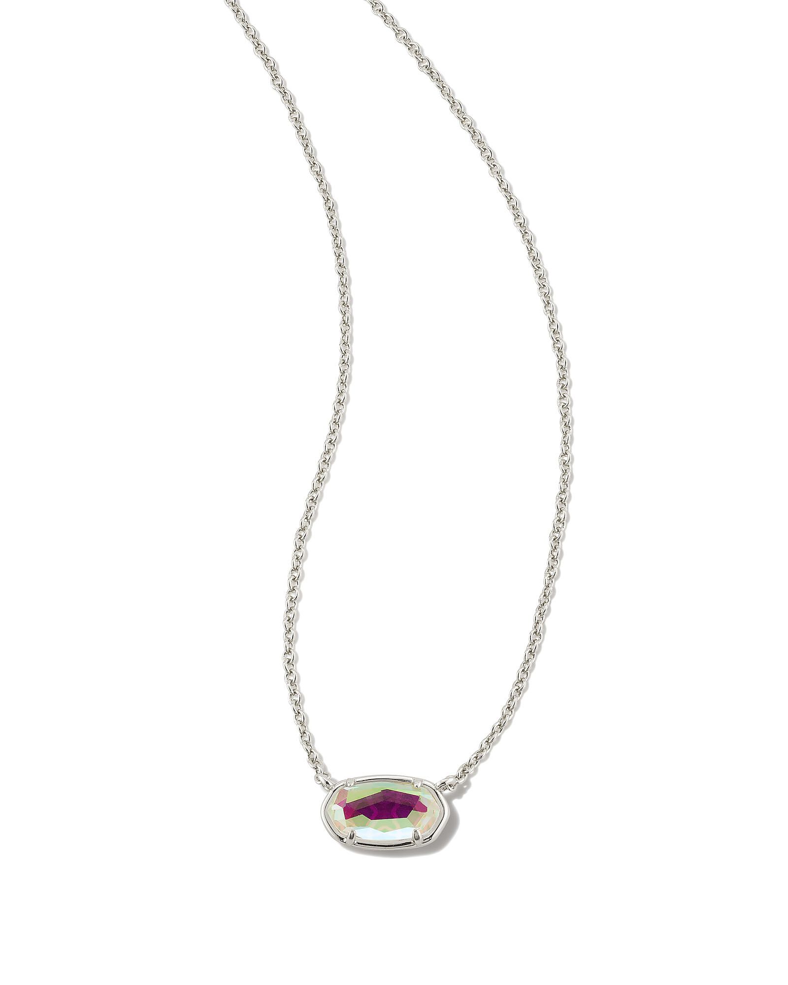 KENDRA SCOTT GRAYSON COLLECTION RHDOIUM PLATED NECKLACE WITH SILVER DICHROIC GLASS