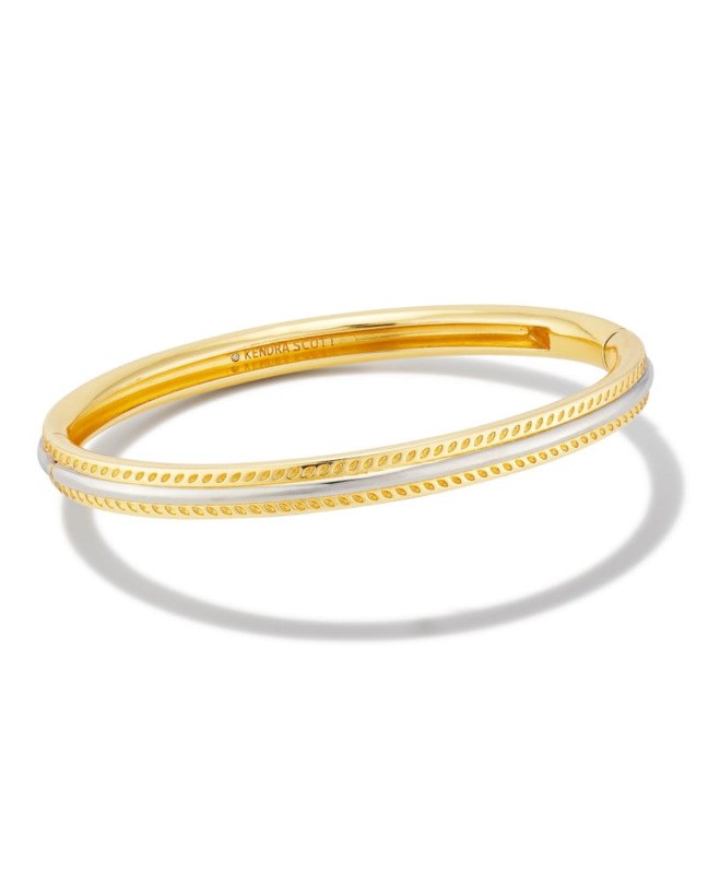 KENDRA SCOTT MERRITT COLLECTION 14K YELLOW GOLD AND RHODIUM PLATED BRASS FASHION BANGLE BRACELET SIZE: M/L