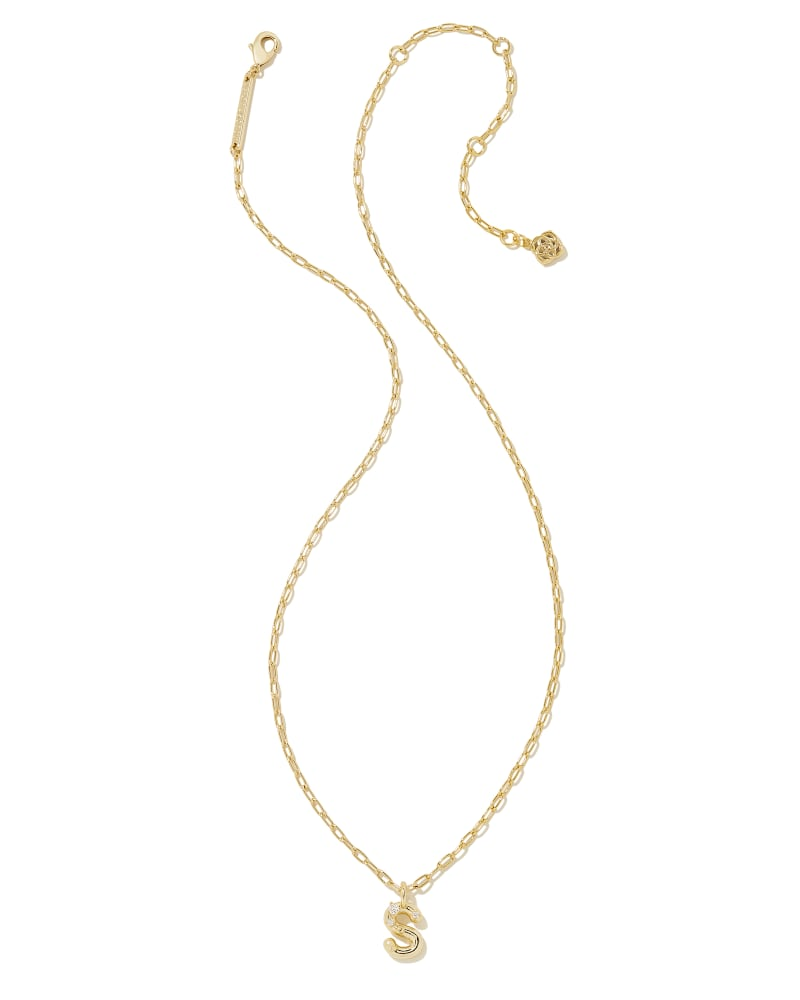 KENDRA SCOTT CRYSTAL LETTER COLLECTION 14K YELLOW GOLD PLATED BRASS LETTER S FASHION PENDANT 16