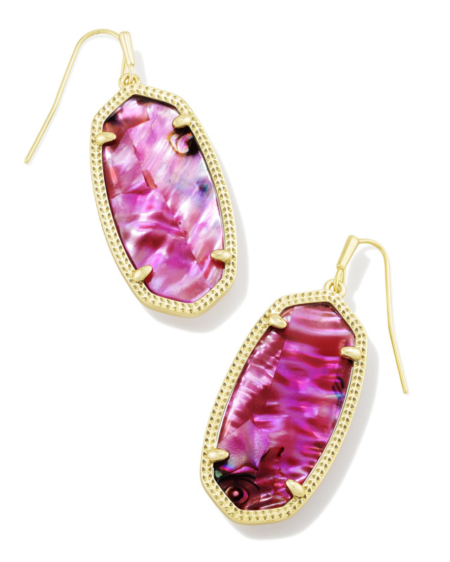 KENDRA SCOTT ELLE COLLECTION 14K YELLOW GOLD PLATED BRASS FASHION EARRINGS WITH LIGHT BURGUNDY ILLUSION