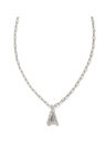 KENDRA SCOTT CRYSTAL LETTER COLLECTION RHODIUM PLATED BRASS LETTER A FASHION PENDANT 16