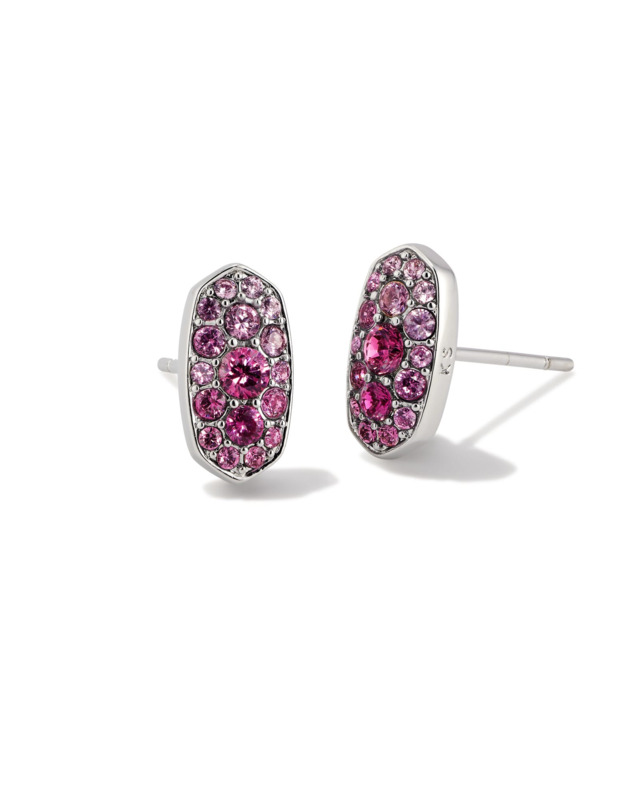 KENDRA SCOTT GRAYSON STUD RHODIUM PLATED BRASS FASHION STUD EARRINGS WITH PINK OMBRE CRYSTALS