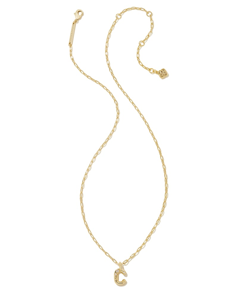 KENDRA SCOTT CRYSTAL LETTER COLLECTION 14K YELLOW GOLD PLATED BRASS LETTER C FASHION PENDANT 16