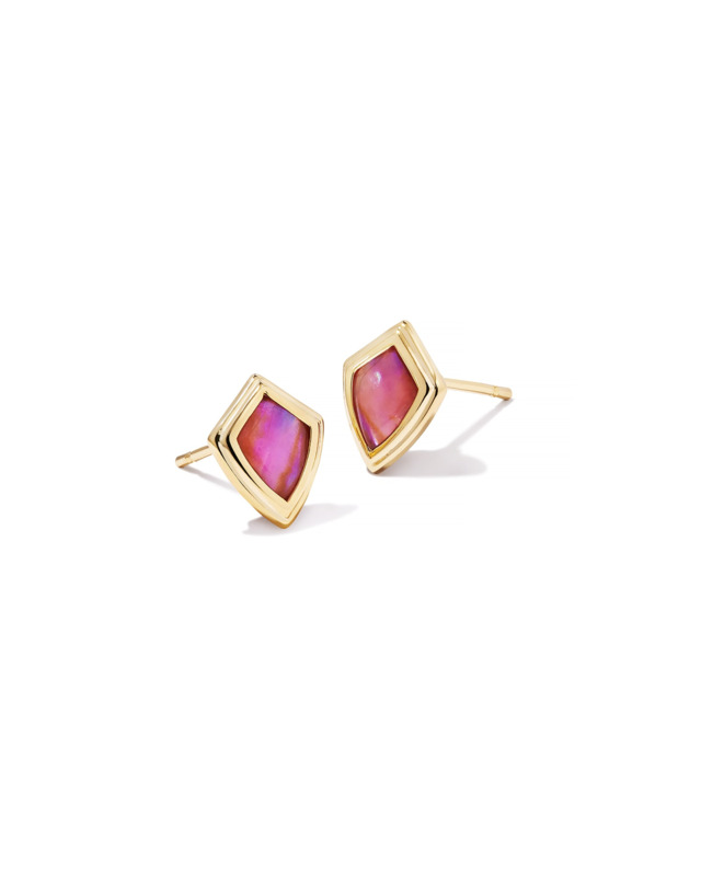 KENDRA SCOTT MONICA COLLECTION 14K YELLOW GOLD PLATED BRASS FASHION STUD EARRINGS WITH LIGHT BURGUNDY ILLUSION
