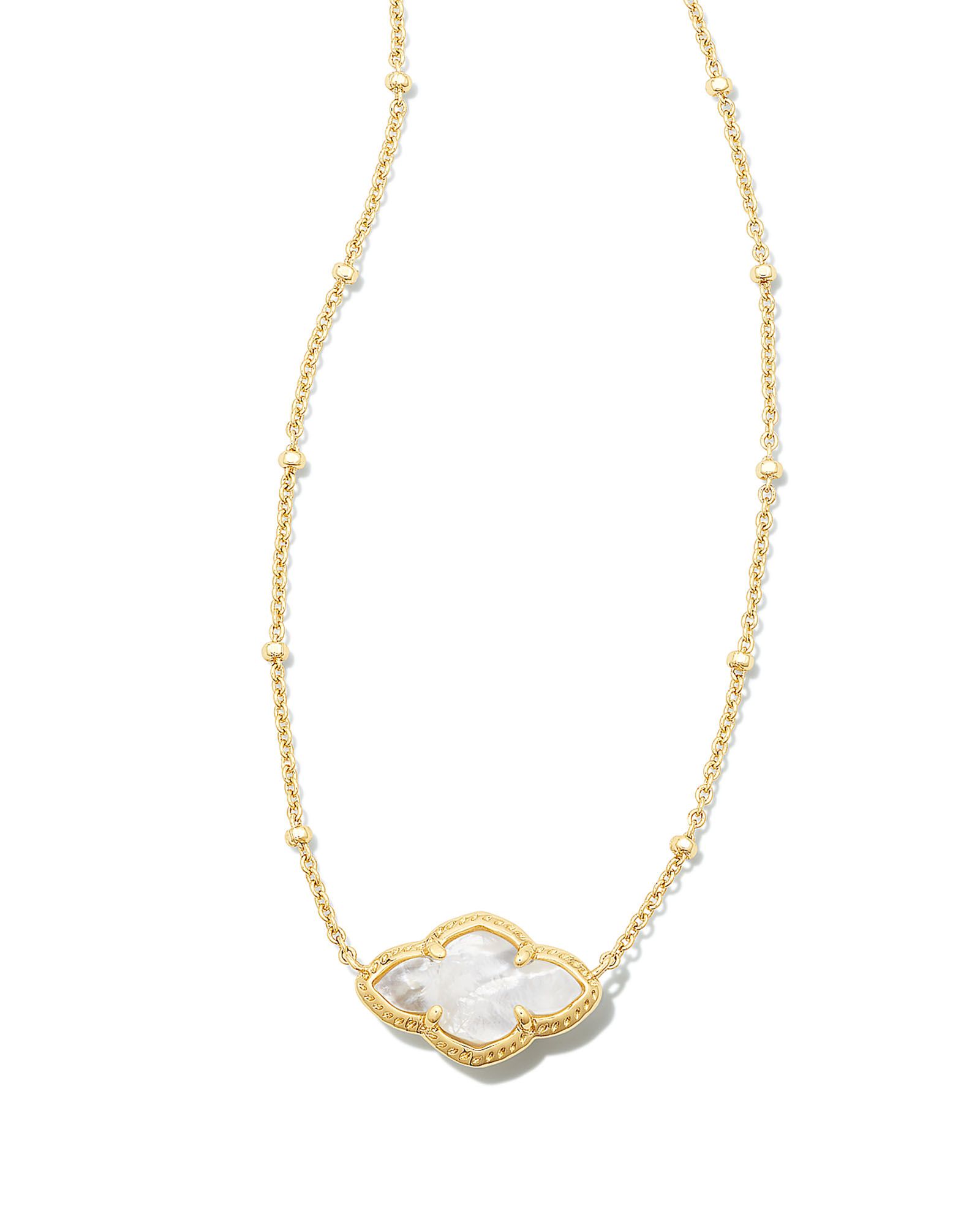KENDRA SCOTT GOLD PLATED ABBIE NECKLACE WITH IVORY MOTHER OF PEARL