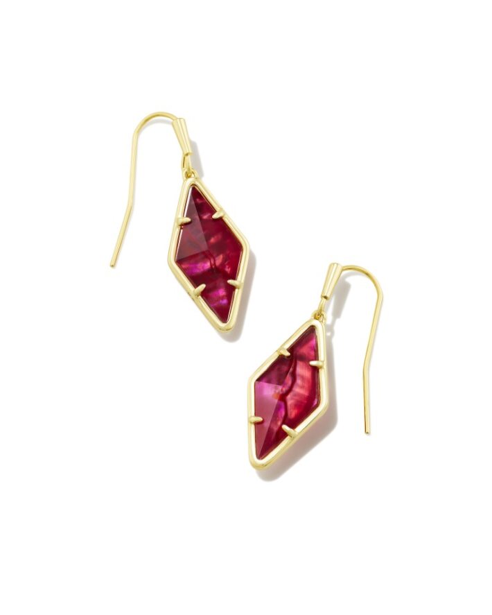 KENDRA SCOTT KINSLEY COLLECTION 14K YELLOW GOLD PLATED BRASS FASHION EARRINGS WITH RASPBERRY ILLUSION