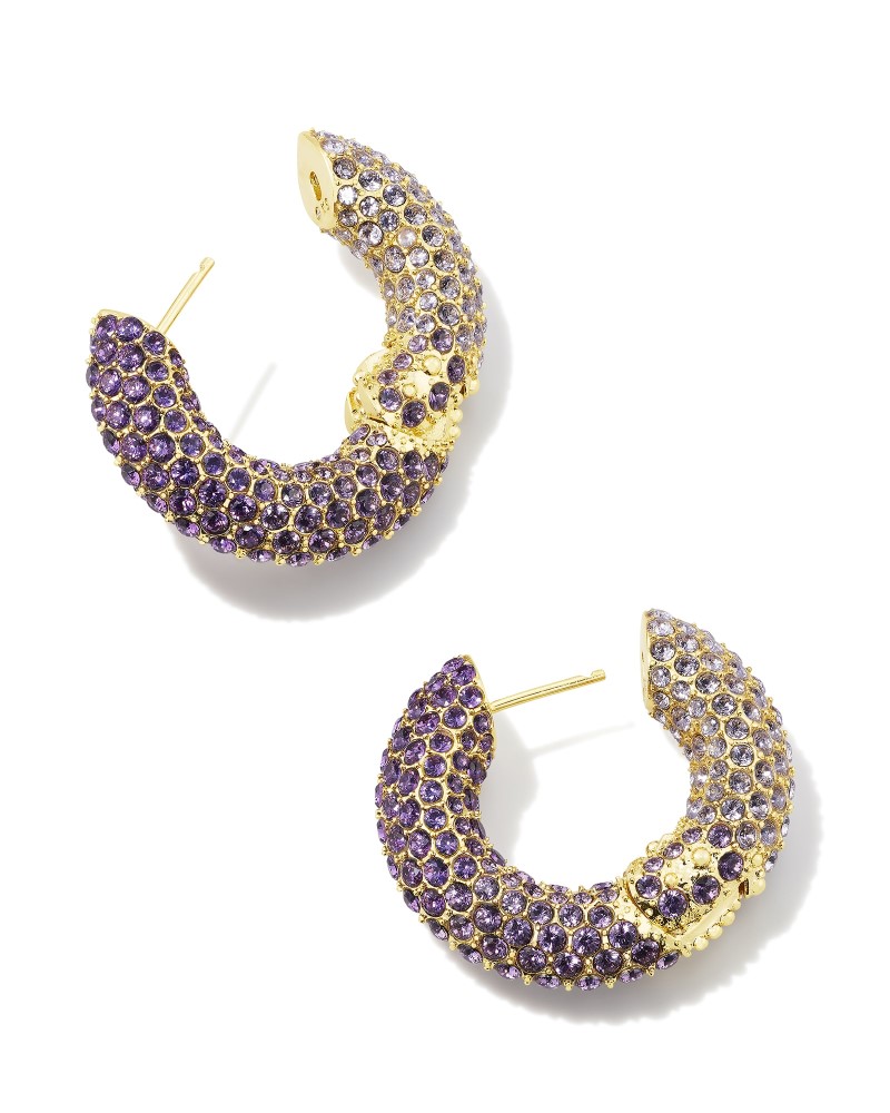 KENDRA SCOTT MIKKI COLLECTION 14K YELLOW GOLD PLATED BRASS FASHION EARRINGS WITH PURPLE MAUVE OMBRE MIX CRYSTALS