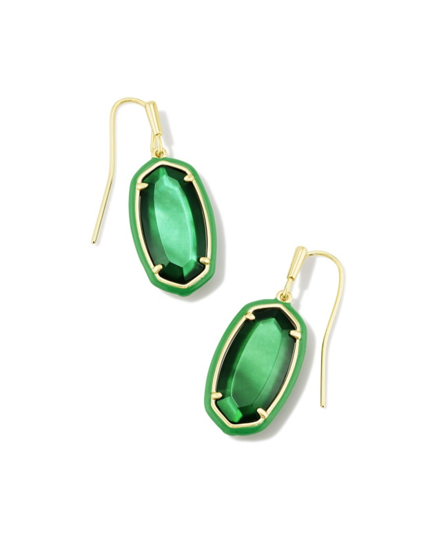 KENDRA SCOTT DANI COLLECTION 14K YELLOW GOLD PLATED BRASS FASHION EARRINGS WITH EMERALD ILLUSION