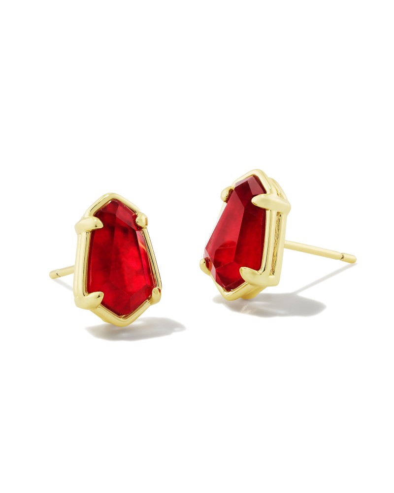 KENDRA SCOTT ALEXANDRIA COLLECTION 14K YELLOW GOLD PLATED BRASS FASHION STUD EARRINGS IN CRANBERRY ILLUSION