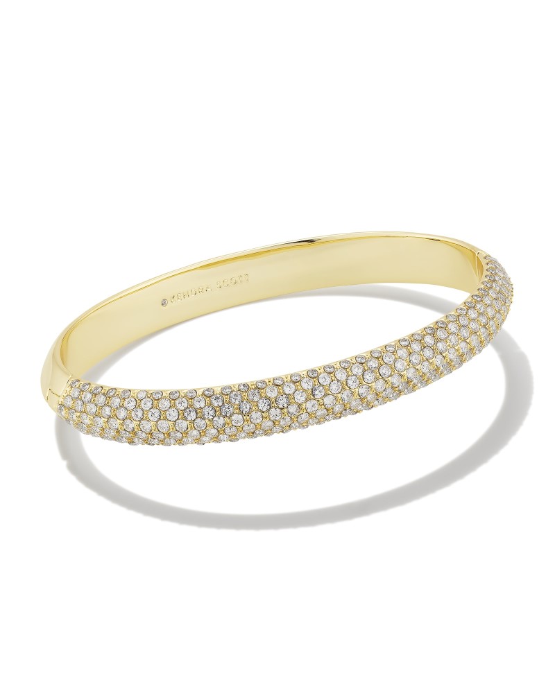 KENDRA SCOTT MIKKI COLLECTION 14K YELLOW GOLD PLATED BRASS FASHION BANGLE BRACELET WITH PAVE' WHITE CZ SIZE: M/L