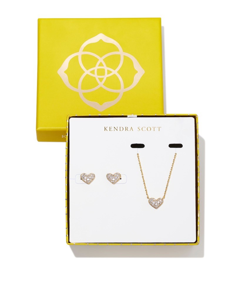 KENDRA SCOTT ARI HEART COLLECTION GIFT SET 14K YELLOW GOLD PLATED BRASS 19