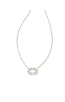 KENDRA SCOTT ELISA COLLECTION RHODIUM PLATED CRYSTAL FRAME SHORT NECKLACE WITH IVORY MOTHER OF PEARL